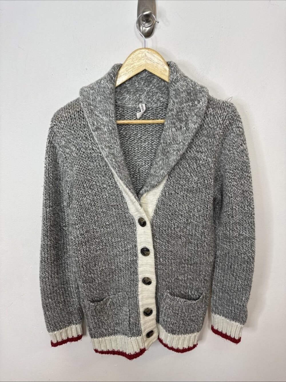Bluenotes Woman L Cabin Western Cowichan Cardigan Knit Sweater Aztec Red